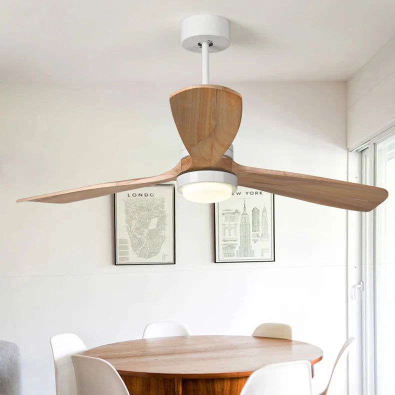 Vintage Deckenventilator aus Holz mit Licht und Fernbedienung