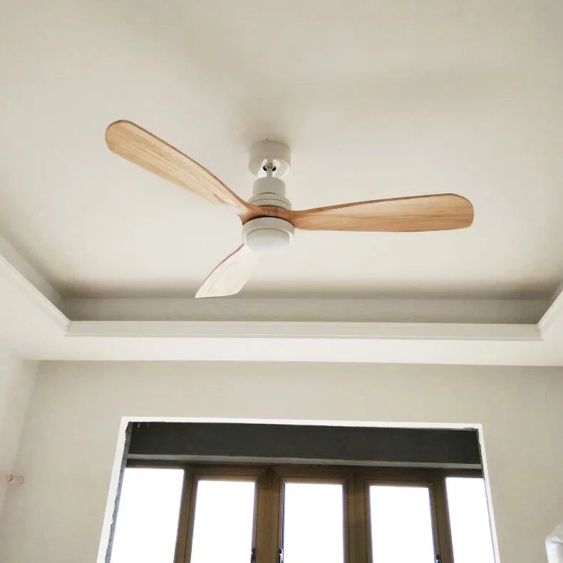 Ventilateur de plafond vintage en bois avec lumière et télécommande