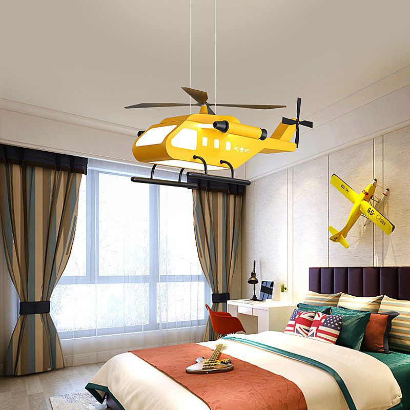 War Helicopter LED Chandelier for Kids Bedroom