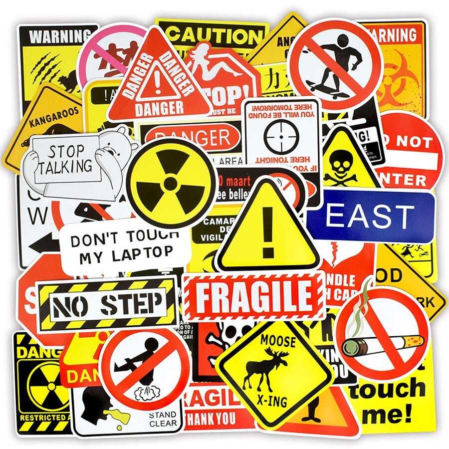 Warning Stickers Danger Stickers Pack | Famous Bundle Stickers | Waterproof Bundle Stickers