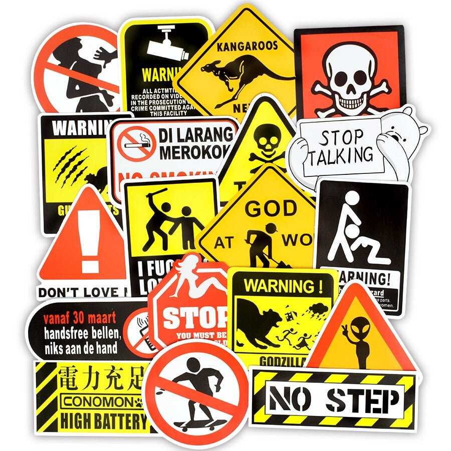 Warning Stickers Danger Stickers Pack | Famous Bundle Stickers | Waterproof Bundle Stickers