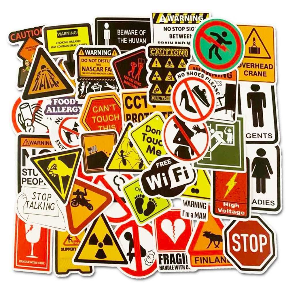 Warning Stickers Stickers Pack | Famous Bundle Stickers | Waterproof Bundle Stickers