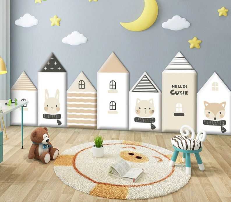 3D Houses Self Adhesive Anti-collision Soft Wall Stickers For Kids Room