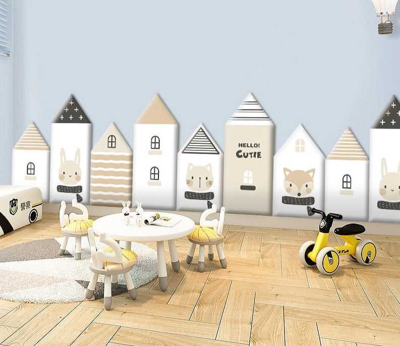 3D Houses Self Adhesive Anti-collision Soft Wall Stickers For Kids Room