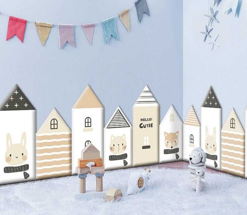 3D Houses Self Adhesive Anti-collision Soft Wall Stickers For Kids Room