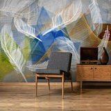 White Geometric Feather Wallpaper - 3D Home Wall Decor