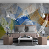 White Geometric Feather Wallpaper - 3D Home Wall Decor