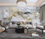 White & Gold Stone - Marble Wallpaper Murals