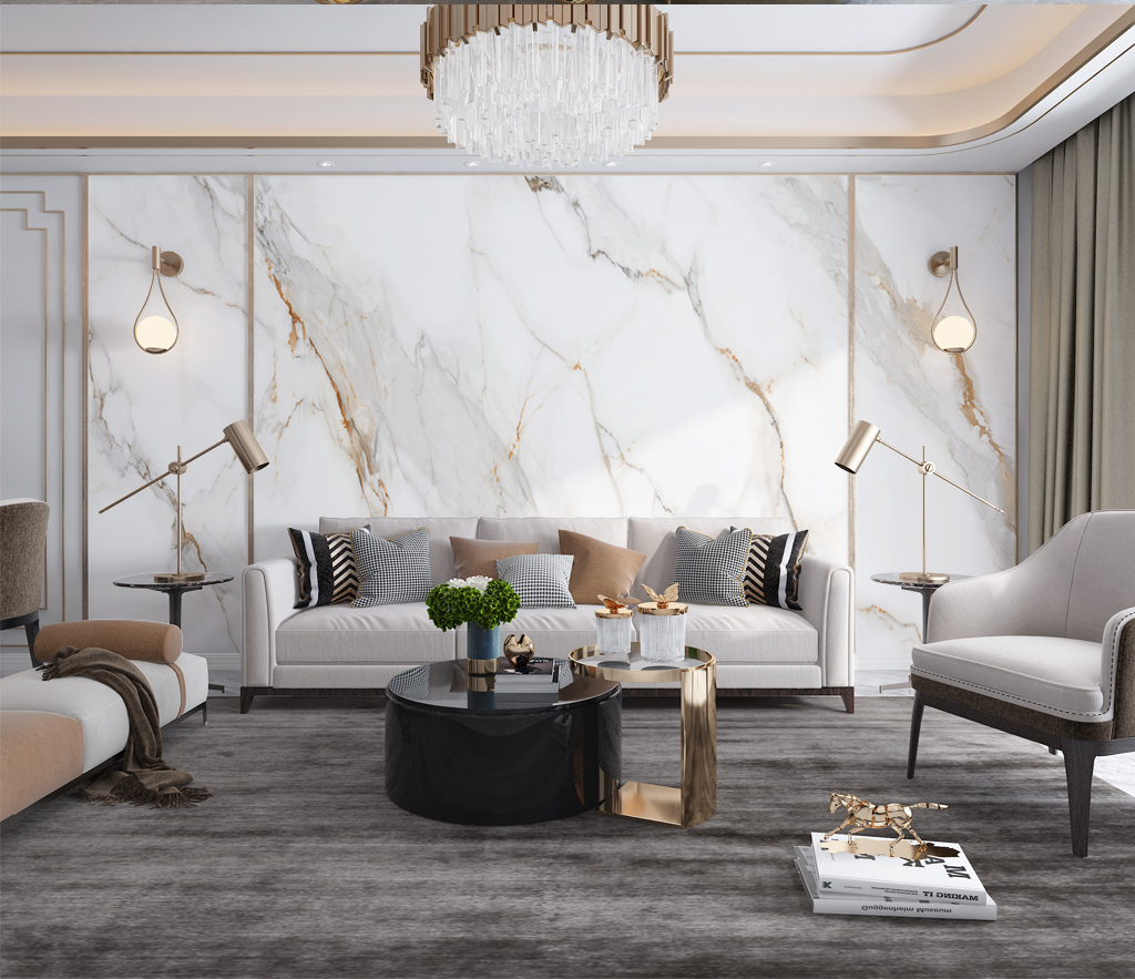 White Lines Stone Design - Marble Wallpaper Murals