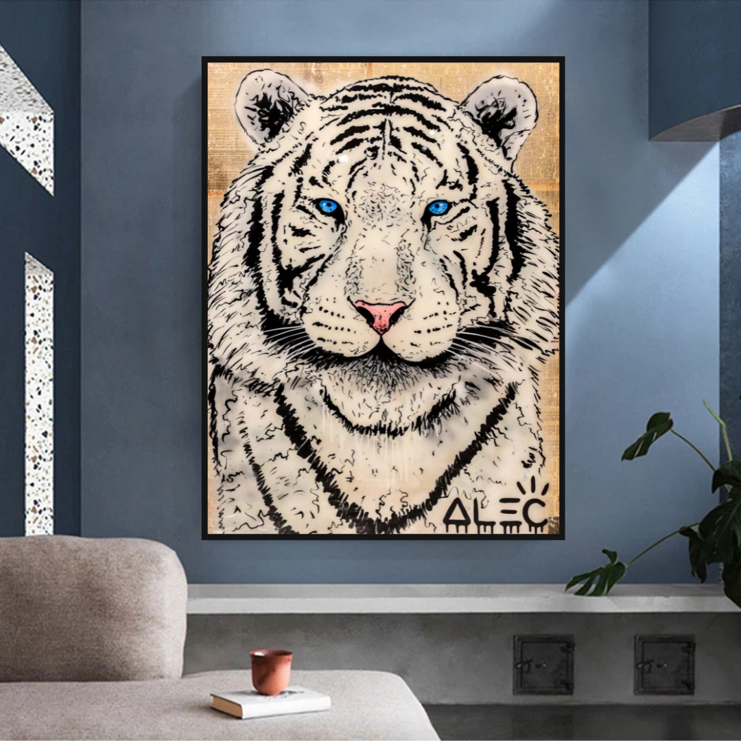 Weißes Tiger-Poster: Atemberaubende Kunst majestätischer weißer Tiger