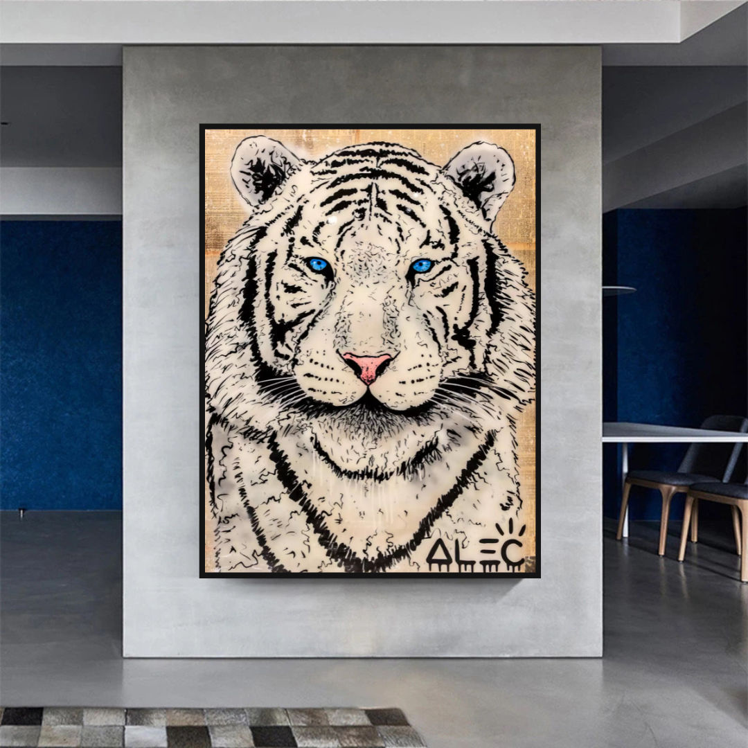 White Tiger Poster: Stunning Art of Majestic White Tigers