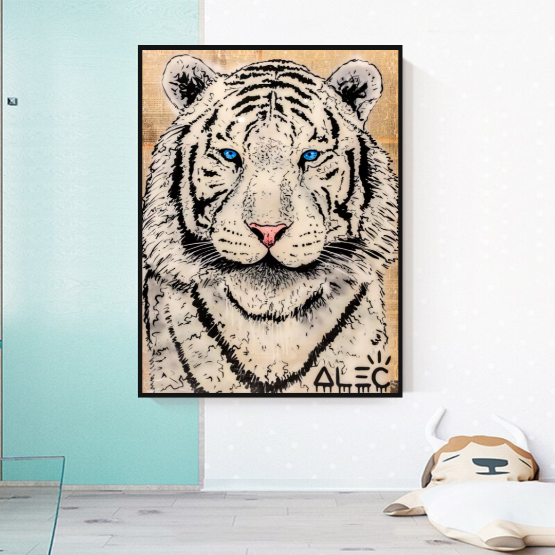 White Tiger Poster: Stunning Art of Majestic White Tigers