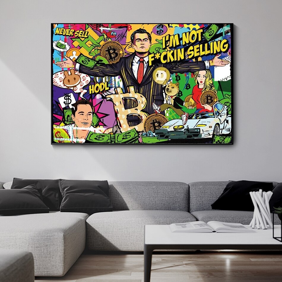 Art sur toile Loup de Wall Street - Bitcoin Millionaire