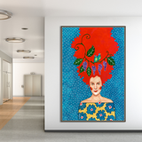 Autonomisation des femmes - Art mural sur toile avec fleur de cheveux de fille