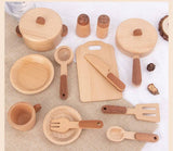 Wood Pots Pans Toys | Wooden Kitchen Set Toy | Wooden play kitchen Accessories | Pretend Play Kitchen Plates Toys