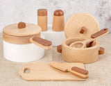 Wood Pots Pans Toys | Wooden Kitchen Set Toy | Wooden play kitchen Accessories | Pretend Play Kitchen Plates Toys