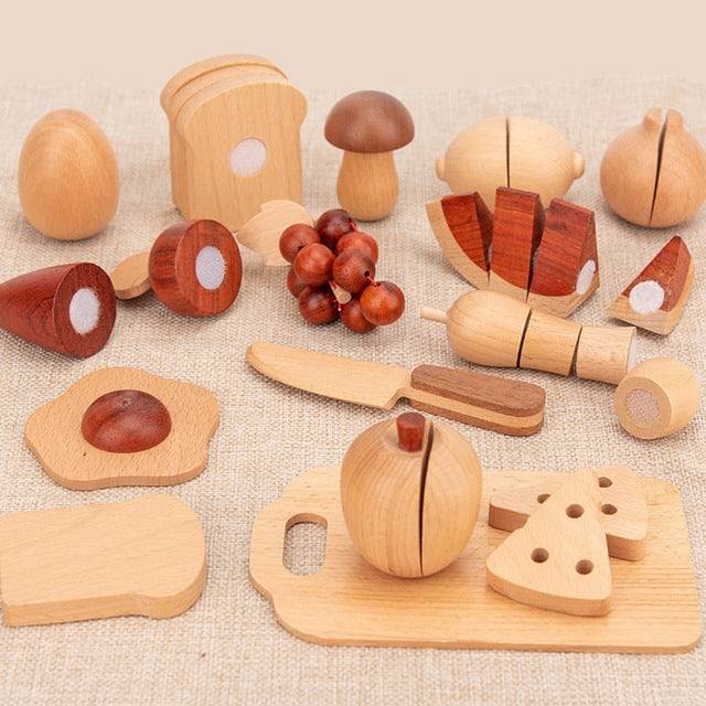 Wood Pots Pans Toys | Wooden Kitchen Set Toy | Wooden play kitchen Accessories | Pretend Play Kitchen Plates Toys