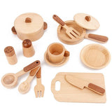 Wood Pots Pans Toys | Wooden Kitchen Set Toy | Wooden play kitchen Accessories | Pretend Play Kitchen Plates Toys