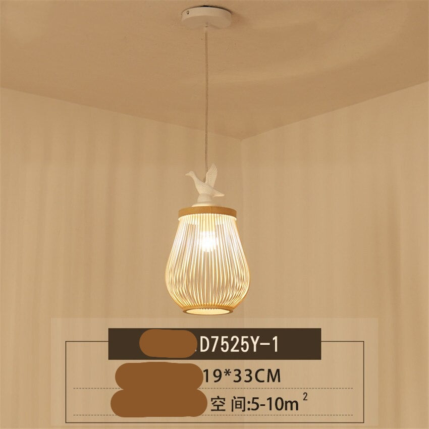 Wooden Bird Cage LED Pendant Light