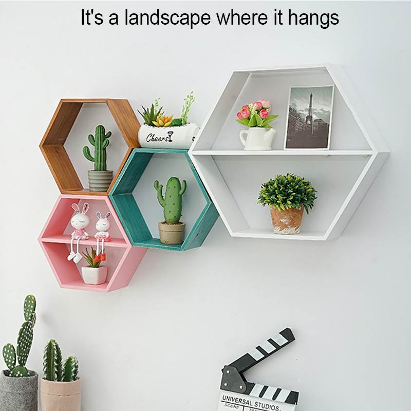 Wooden Hexagon Wall Shelf: for Stylish Storage