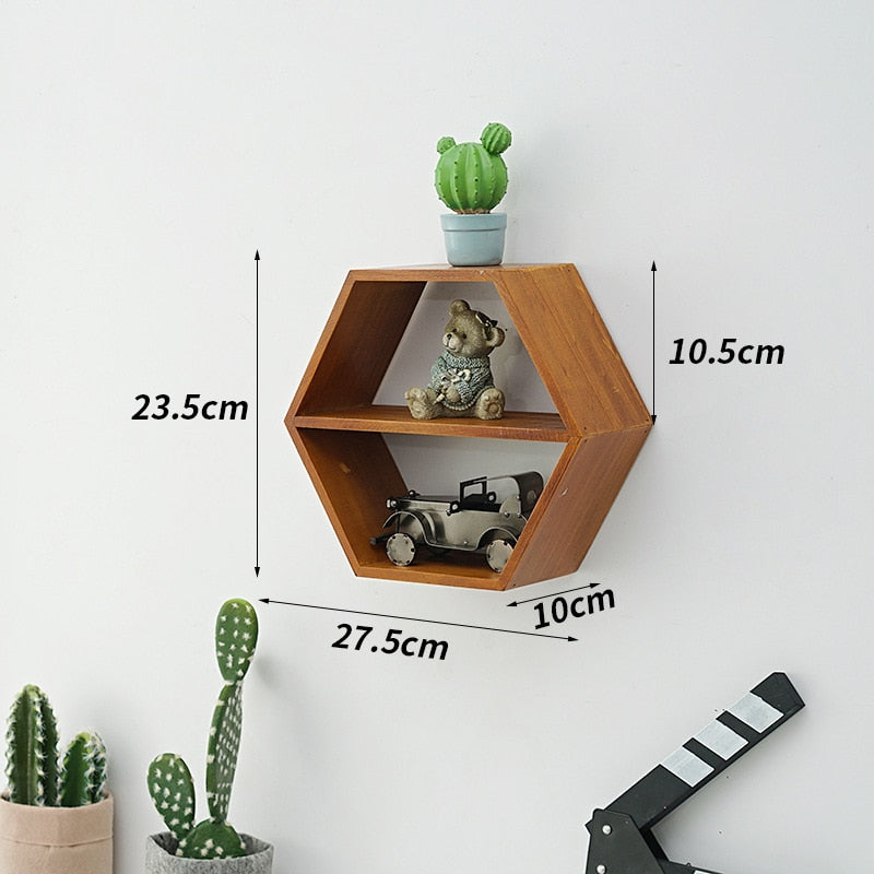 Wooden Hexagon Wall Shelf: for Stylish Storage