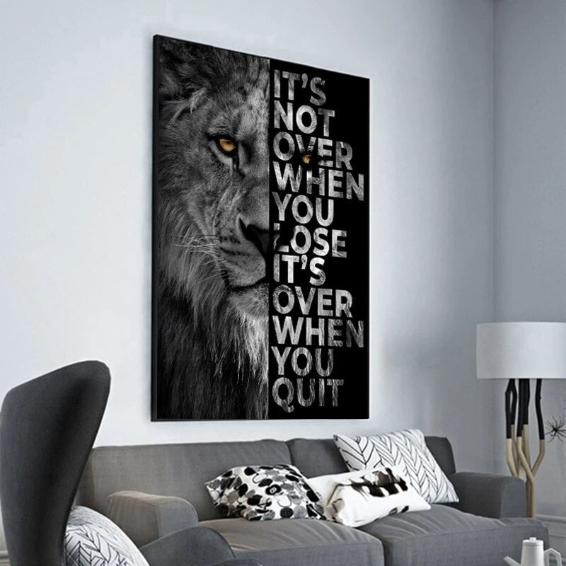 Poster „Words Never Quit“: Lions-Leinwandkunst