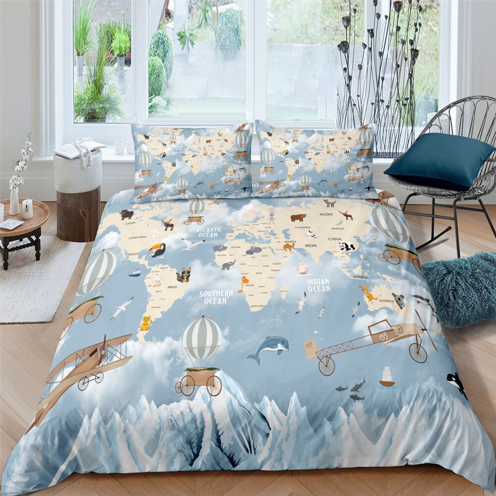 World Map Bedding Set: Explore the Globe