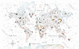 Thème Carte du Monde Blanc - Papier Peint Panoramique pour Chambre d'Enfant