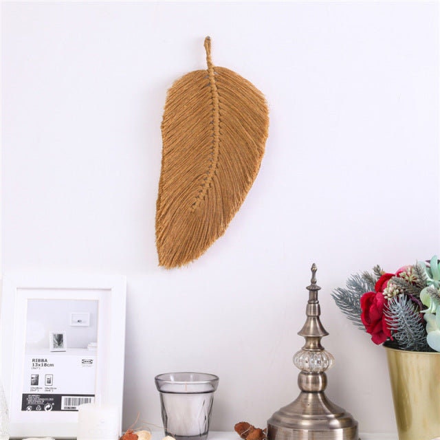 Woven Leaf Tapestry for Wall | Fiber Art for Wall | Living Room Wall Hanging Decor