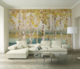 Yellow Tree Trunks Wallpaper Murals