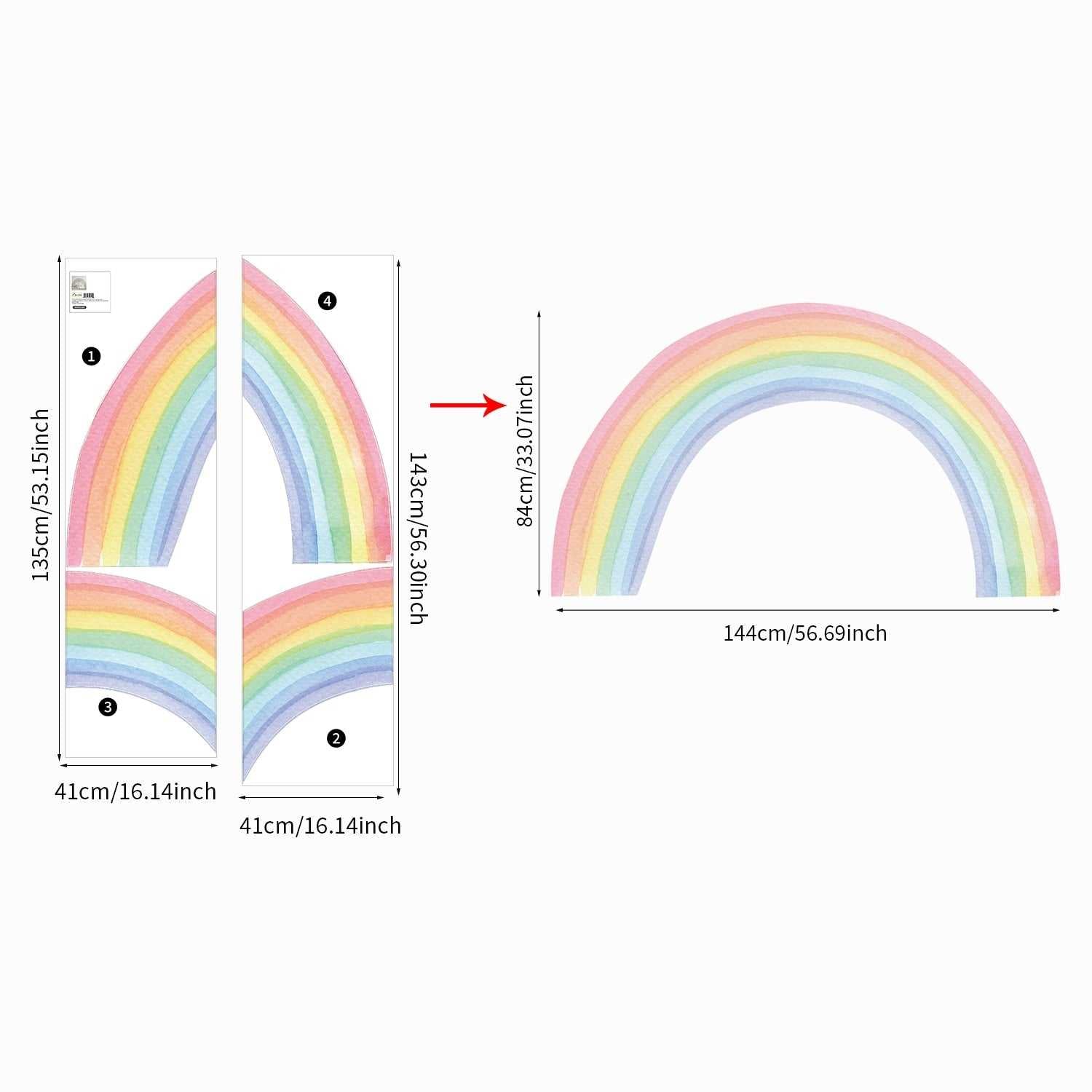 Rainbow Wall Decal for Kids Room Wall Decor | Kids Nursery Wall Decals