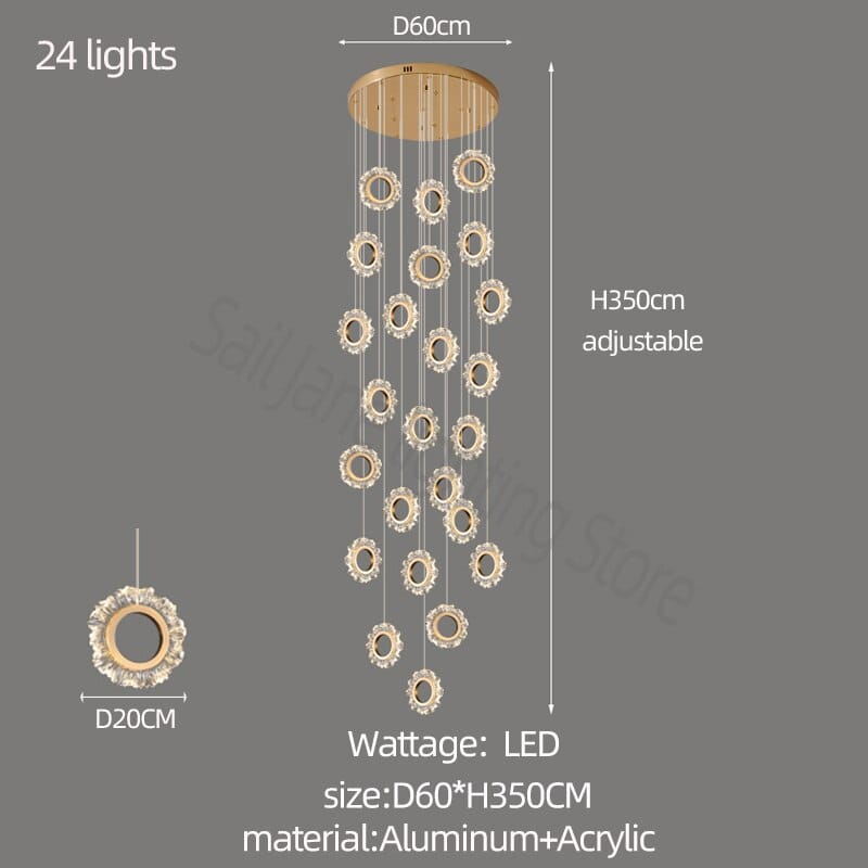 Lustre d'escalier à lumière LED Rings - Donnez du style à votre escalier