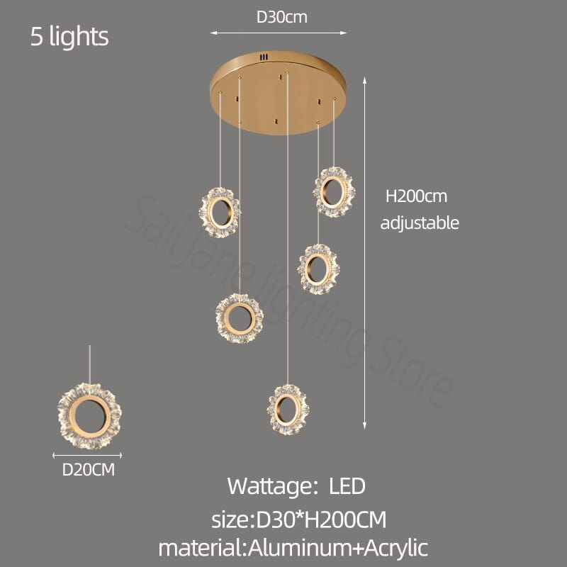 Rings LED Light Staircase Chandelier – Style Your Staircase