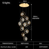 Lustre d'escalier à double anneaux: luminaire de luxe