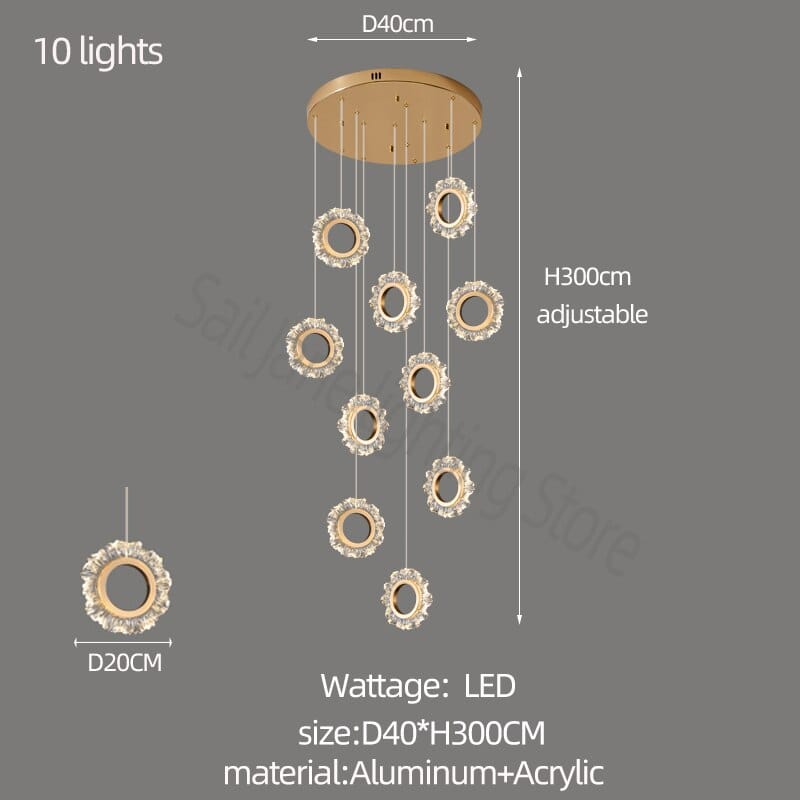 Rings LED Light Staircase Chandelier – Style Your Staircase