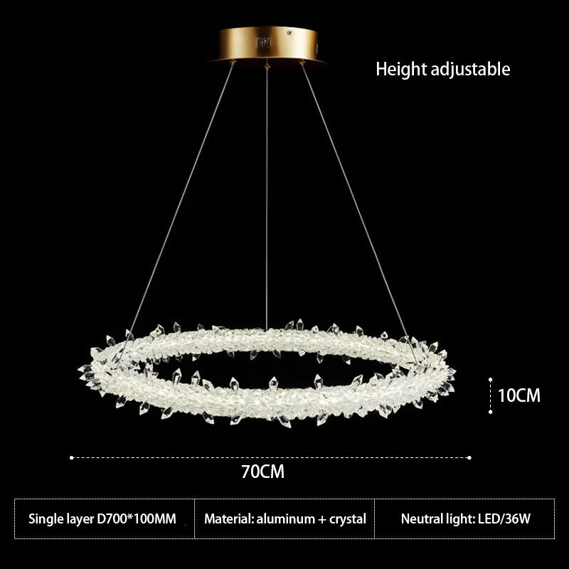Lustre à anneau en cristal : luminaire éblouissant