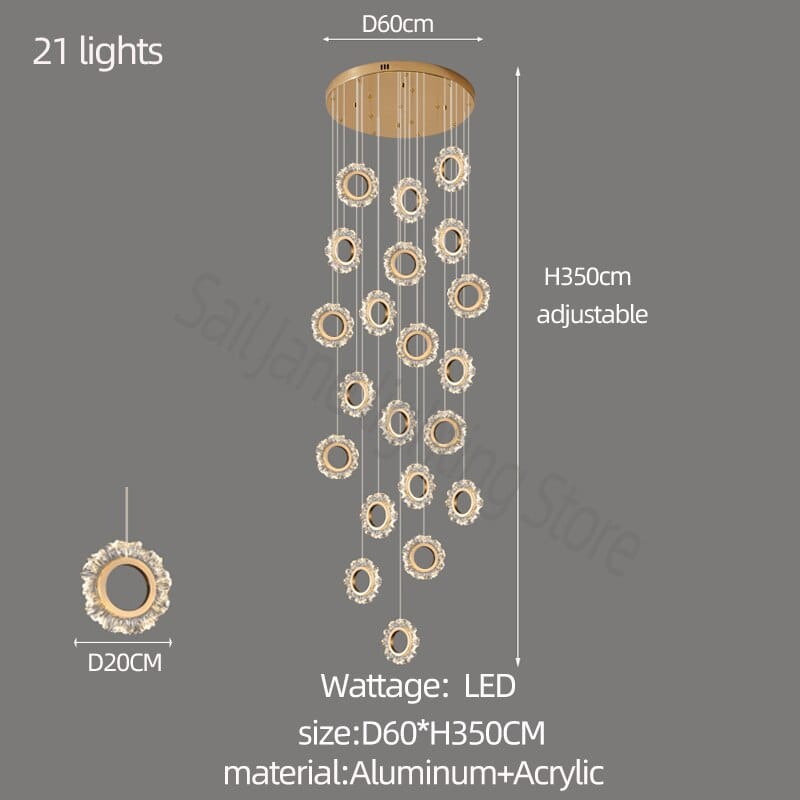 Rings LED Light Staircase Chandelier – Style Your Staircase