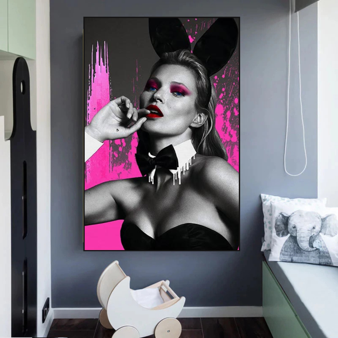 Kate Moss Pink Bunny Poster - Limited Edition Art Print